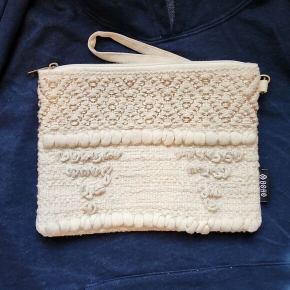 Cream/White  boho  Clutch/Handbag - Picture 1 of 8